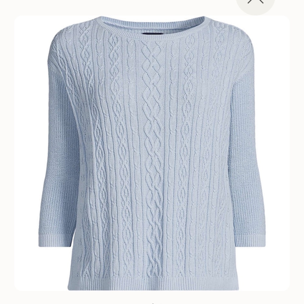 LANDS END Drifter Cotton Cable Stitch SWEATER Size MEDIUM New Boatneck